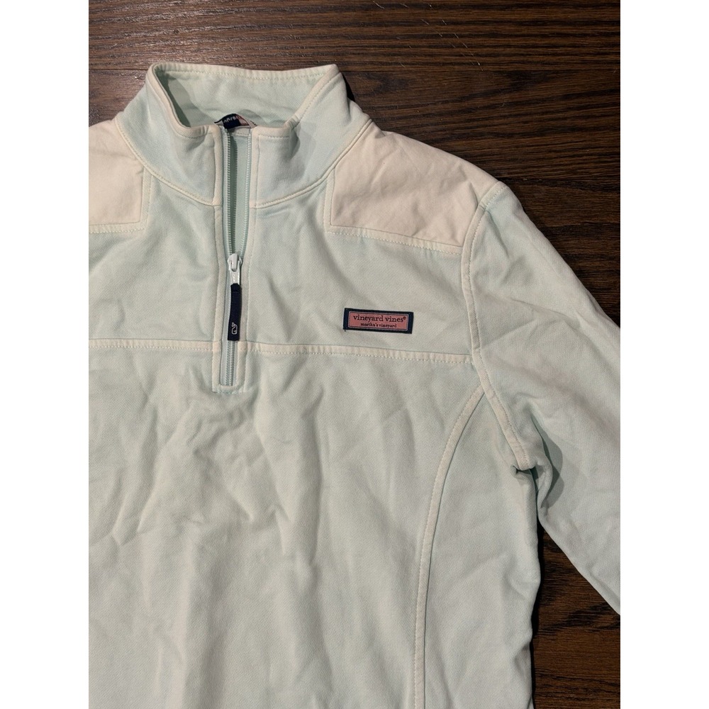 Vineyard Vines Sweater shirt Womens Small Aqua Striped 1/4 Zip Pullover Fall